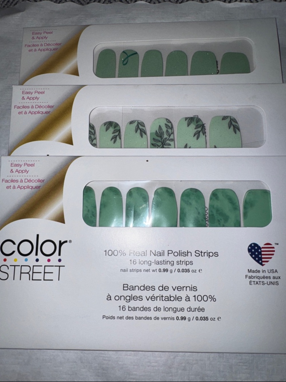 Color Street nail polish strips 3 sets FDS592, FDF286, FDC296 take care leaf of